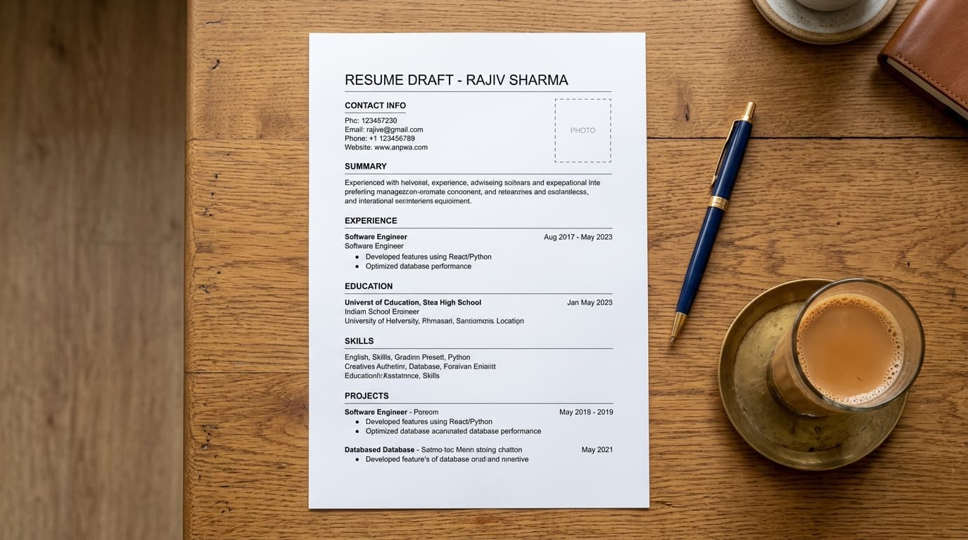 Photo Date of Birth Declaration on Resume in India